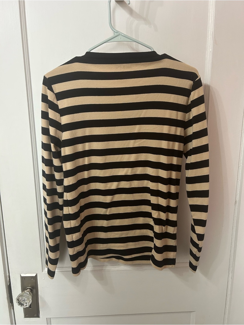 J. Crew Black and Tan Striped Button-Shoulder Long Sleeve Top - Picture 5 of 5
